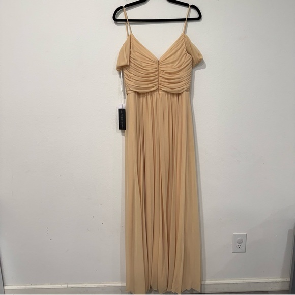 Alfred Sung Chiffon Cold Shoulder Bridesmaid Dress D743 Golden Yellow 12 - Picture 6 of 6